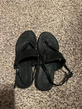Women's Black Leather Slingback Sandals